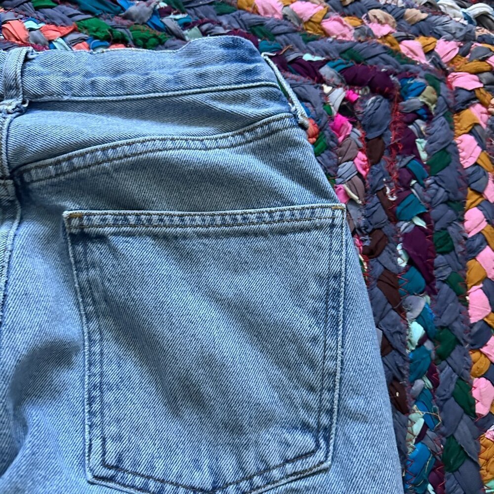 AGOLDE Light Wash High Rise Straight Leg Jeans Women's Size 23 Distressed Denim - Picture 11 of 16